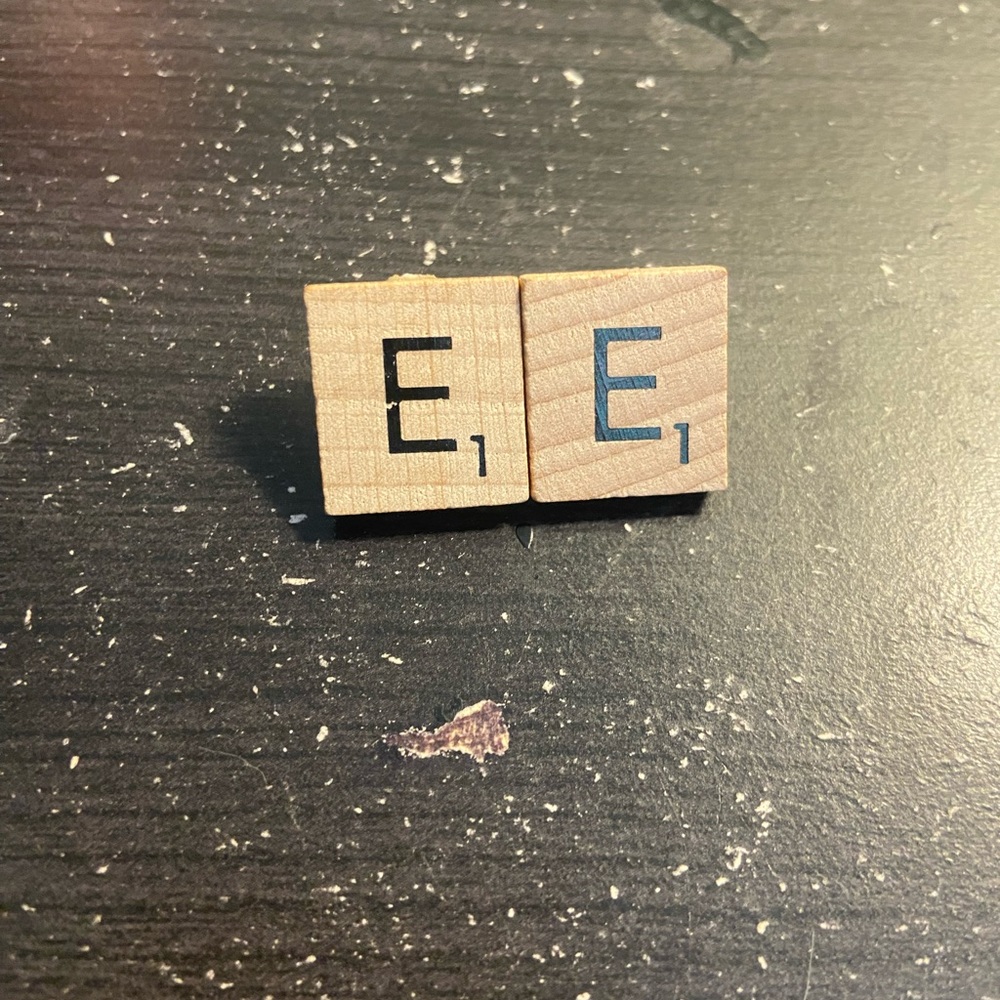 Handmade “E” Scrabble Tile Earrings